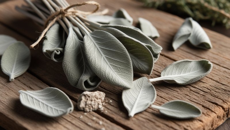 Folhas frescas de sálvia usadas em tratamentos medicinais tradicionais.